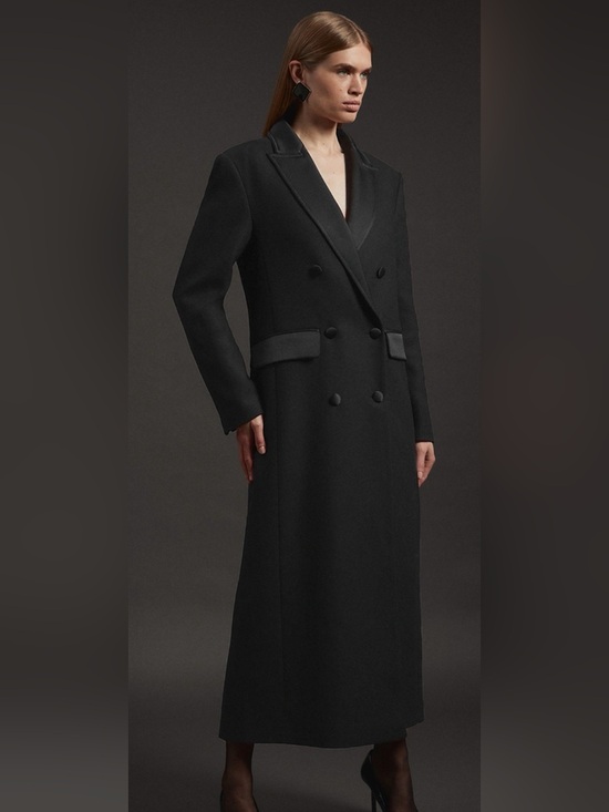 Karen Millen Jackets & Blazers - LikeNewKaren Millen Black Long Double-Breasted Premium Italian Manteco Wool Coat